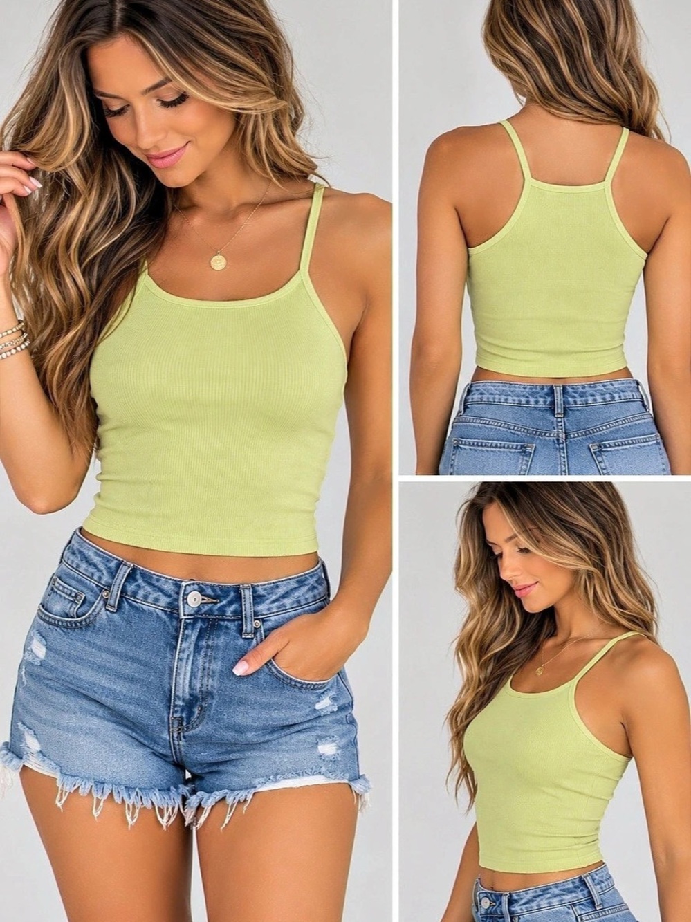 Spiritual Gangster Remi Rib Crop Tank Lime Green Size Medium NWT